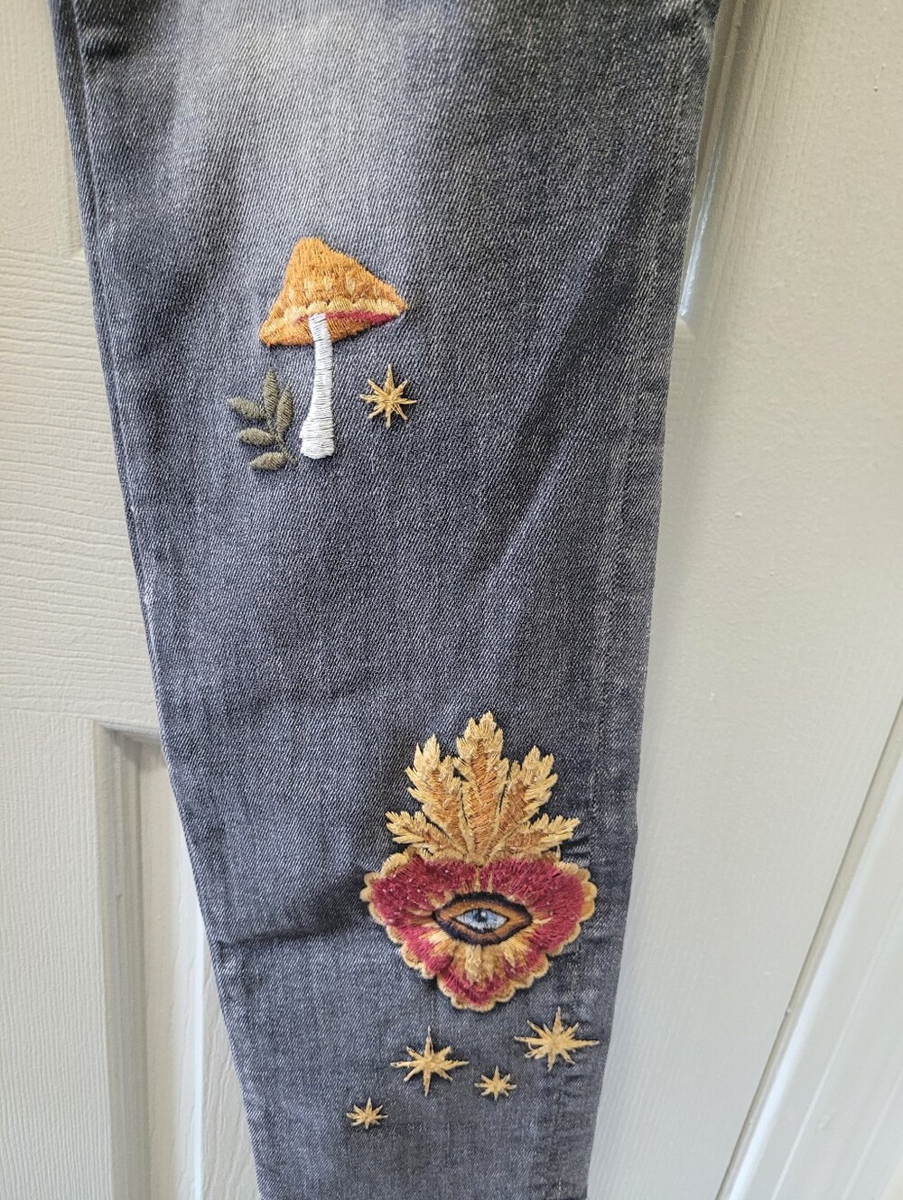 Driftwood Jackie Skinny Hallucination Embroidered Free People Jeans Size 28 - Picture 4 of 12